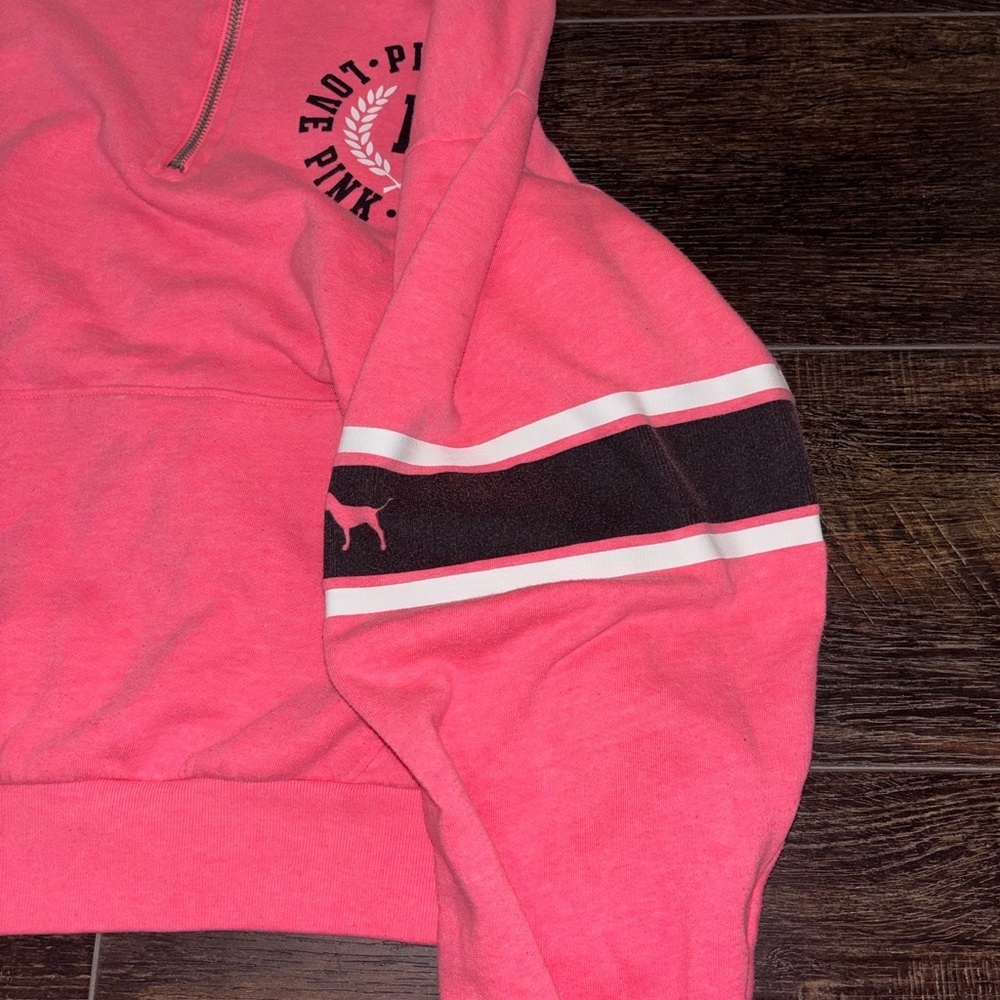 Victoria's Secret Women's Pink 1/4 Zip Cotton Blend Pullover Sweatshirt - Picture 4 of 6